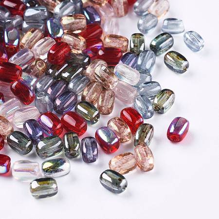 Arricraft Czech Glass Beads, Rainbow Plated, Barrel, Mixed Color, 5.5x3.5x3.5mm, Hole: 0.9mm, about 360pcs/bag