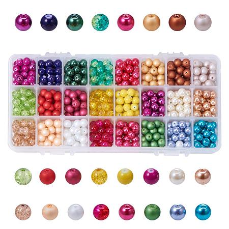 ARRICRAFT 24 Colors (About 720 pcs) 8~8.5mm Christmas Themed Mixed Style Glass Beads Matte Baking, Pearlized for Jewelry Making Christmas Decoration