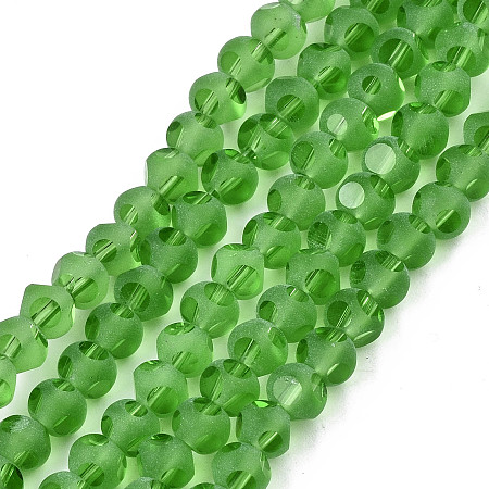 ARRICRAFT Transparent Glass Beads Strands, Faceted(6 Facets), Frosted Round, Lime Green, 4.5x4mm, Hole: 1mm; about 88~100pcs/strand, 14.57 inches~15.75 inches(37~40cm)