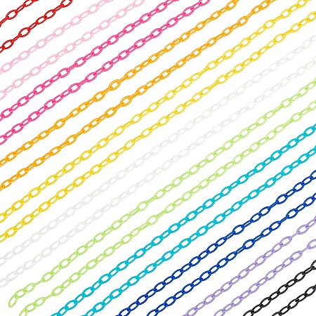 Pandahall Elite 22 Strands Plastic Curb Chains 41~43cm 11 Colors Cable Chain Links for Glasses Lanyard Chains Jewelry Making