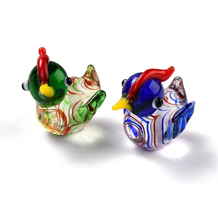 ARRICRAFT Handmade Lampwork Beads, Mandarin Duck, Mixed Color, 22x21x15mm, Hole: 1.2mm