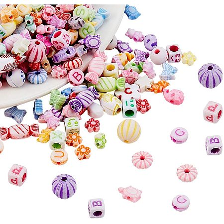 NBEADS Random Mixed Acrylic Beads, 300g Crafts Style Art Jewellery Acrylic Beads for DIY Making, Mixed Shapes