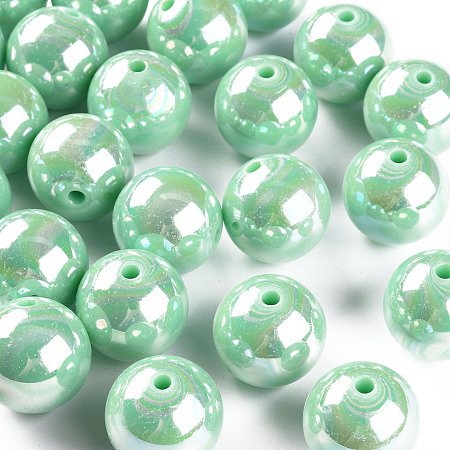 ARRICRAFT Opaque Acrylic Beads, AB Color Plated, Round, Aquamarine, 20x19mm, Hole: 3mm, about 111pcs/500g