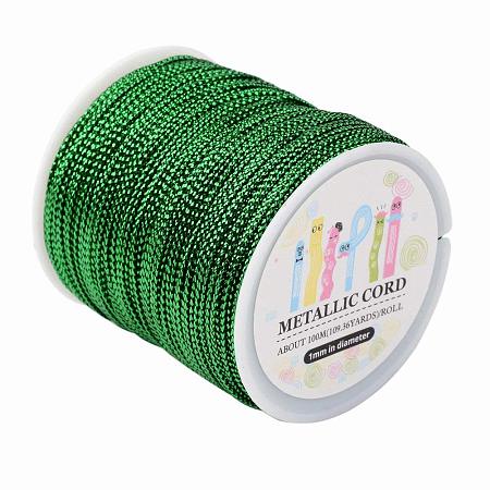 ARRICRAFT 109 Yards 1mm Non Stretch Jewelry Braided Thread Gift Wrap Ribbon Metallic Tinsel Cord Rope Green