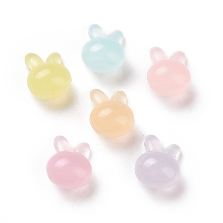 Honeyhandy Imitation Jelly Style Acrylic Beads, Rabbit, Mixed Color, 20x15x12mm, Hole: 3mm, about 344pcs/500g