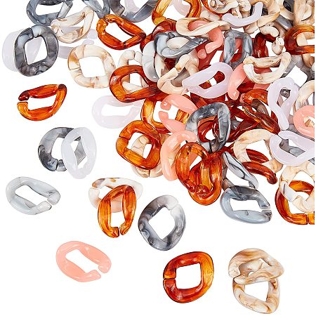 SUPERFINDINGS About 83pcs 7 Colors 3 Sizes Acrylic Open Linking Rings Imitation Gemstone Style Twist Link Connectors Plastic Bag Chain Links Set for Jewelry Chains Making