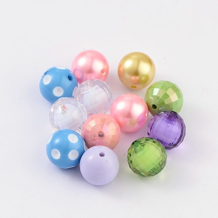 Honeyhandy Round Chunky Acrylic Bubblegum Ball Beads, Mixed Color, 20mm, Hole: 3mm, about 12pcs/50g