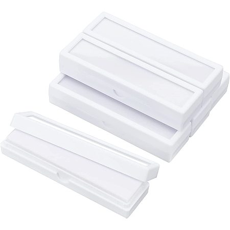 BENECREAT 6Pcs White Rectangle Box Gemstone Display Box with Sponge Cushion Clear Top Lids Box for Jewelry Packing（4