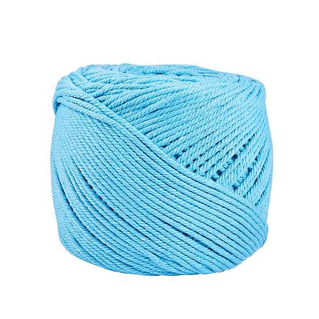BENECREAT 3mm x 220 Yards(656 ft.) Macrame Cord 100% Natural Cotton Rope 4-Strand Twisted Cotton Cord for Handmade Plant Hanger Wall Hanging Craft Making, DeepSkyBlue