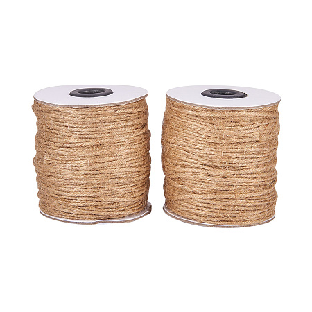 PandaHall Elite (2 Rolls x 300 Feet) Natural Jute Twine 6-Ply Jute String Rope 2mm Hemp Rope Jute Cord for DIY and Crafts, Gift Wrapping