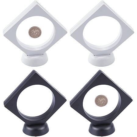 NBEADS 4 Sets of 3D Floating Display Case Display Stand Holder Suspension Frame with Bases for Jewelry Ring Challenge Coin Championship Badage, 3.50
