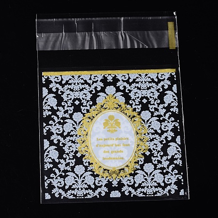 Honeyhandy Rectangle OPP Cellophane Bags, with Floral Pattern, Yellow, 9.9x6.9cm, Unilateral Thickness: 0.035mm, Inner Measure: 6.9x6.9cm, about 95~100pcs/bag