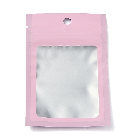 Honeyhandy Plastic Zip Lock Bag, Storage Bags, Self Seal Bag, Top Seal, with Window and Hang Hole, Rectangle, Pink, 12x8x0.25cm, Unilateral Thickness: 3.1 Mil(0.08mm), 95~100pcs/bag