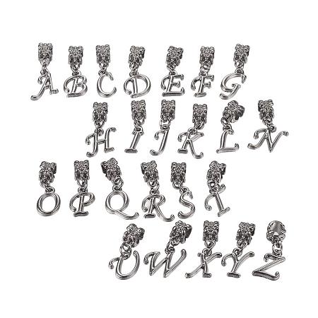 ARRICRAFT 200pcs Alloy European Dangle Beads with Letter Pendant Bail Pendant Charm Large Hole Beads for Pendant Necklace Bracelet Jewelry Making, Gunmetal