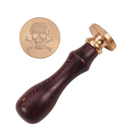 PandaHall Elite 1pcs Vintage Retro Skull Crossbones Wax Seal Stamp with Wooden Handle Removable Sealing Stamp for Embellishment of Envelopes, Invitations, Wine Packages