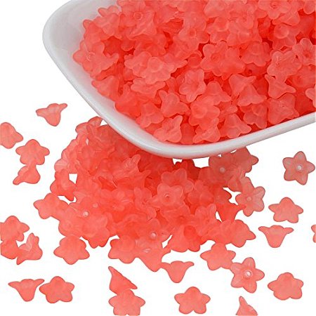 ARRICRAFT 500g (About 5000 pcs) Flower Frosted Transparent Acrylic Beads 10x5mm, Salmon