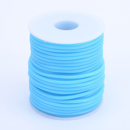 Honeyhandy Hollow Pipe PVC Tubular Synthetic Rubber Cord, Wrapped Around White Plastic Spool, Deep Sky Blue, 3mm, Hole: 1.5mm, about 27.34 yards(25m)/roll