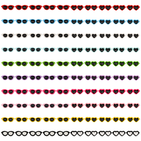 Globleland 100Pcs 20 Colors Opaque Resin Cabochons, Heart Shaped Glasses, for Jewelry Making, Mixed Color, 39x14.5x3mm, 5pcs/color