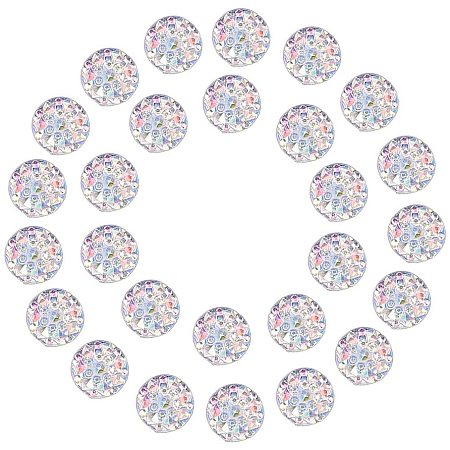 Arricraft 120pcs Round Druzy Resin Cabochons 9.5mm Round Faux Druzy Cabochons Flat Back Cameo Beads for Craft Jewelry Making Scrapbooking