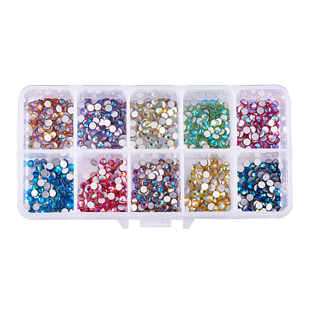 PandaHall Elite About 1000 Pieces 4mm Glass Crystal Nail Art Flatback Round Rhinestones Gemstone 10 Colors for Nails Phone Decorations Crafts Makeup Clothes Shoes