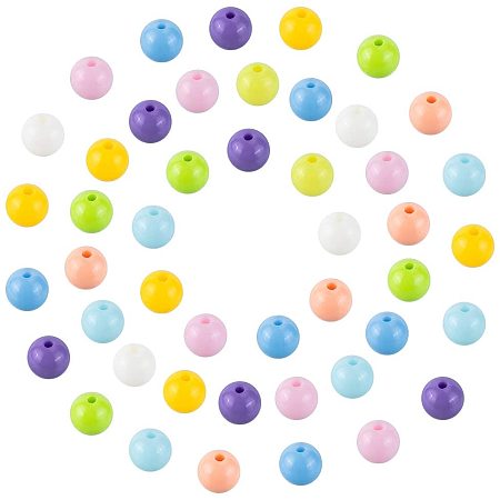 NBEADS 250g Acrylic Ball Beads,8 mm Round Mixed Color Solid Chunky Bubblegum Spacer Beads Plastic Pastel Loose Connector Beads for Jewelry Craft Making