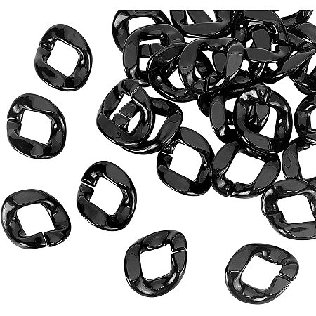 Pandahall Elite 30pcs 40mm Black Acrylic Linking Chain Rings Quick Link Connector Twisted Chain Buckles Plastic Open Linking Rings for Earring Necklace Jewelry Hand Bag Strap Making