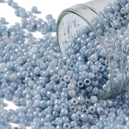 Honeyhandy TOHO Round Seed Beads, Japanese Seed Beads, (1205) Opaque Cream Denim Marbled, 11/0, 2.2mm, Hole: 0.8mm, about 1110pcs/bottle, 10g/bottle