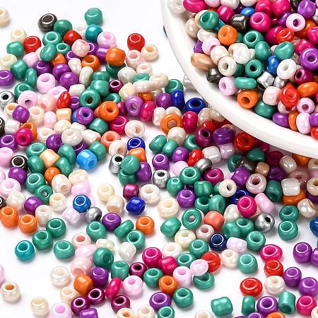 ARRICRAFT 8/0 Baking Painted Round Glass Seed Beads, Mixed Color, 2.5~3.5x2~2.5mm, Hole: 0.8~1mm, about 12100pcs/450g