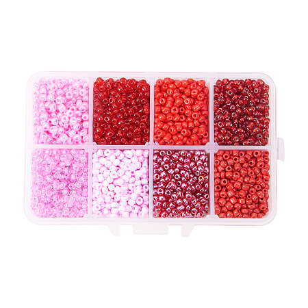 PandaHall Elite Mixed Style 8/0 Round Glass Seed Beads Mixed Color 3mm Loose Seed Beads for Jewelry Making, Hole: 0.8mm; about 4200pcs/box