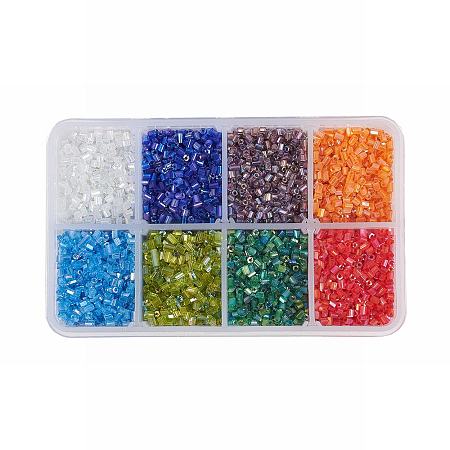 PandaHall Elite Mixed 11/0 Two Cut Glass Seed Beads, Hexagon, Mixed Color, 2.2mm, Hole: 0.5mm; about 16000pcs/box