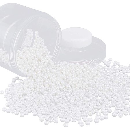 PandaHall Elite 1600pcs Glass Seed Beads, 4mm Round Pony Beads White Mini Beads Loose Beads for Bracelet Necklace Embroidery Jewelry and Craft Making, Hole 1mm