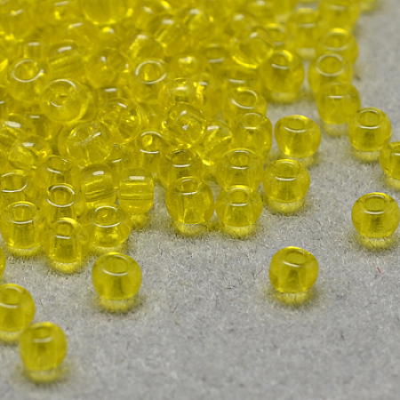 FGB 12/0 Round Glass Seed Beads, Transparent Colours, Goldenrod, 12/0, 2x1.5mm, Hole: 0.8mm, about 30000pcs/bag