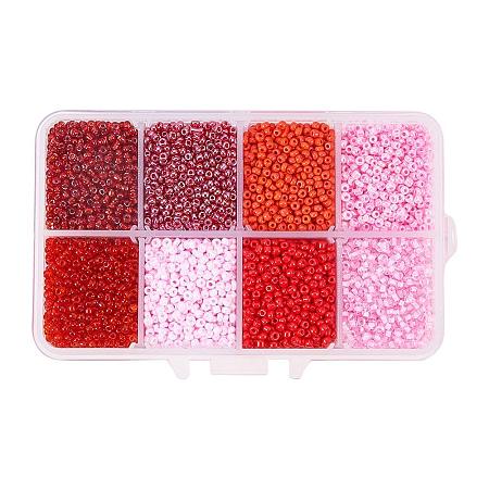 ARRICRAFT 1 Box About 8000pcs 12/0 Mixed Red Glass Seed Beads Diameter 2mm Round Loose Beads