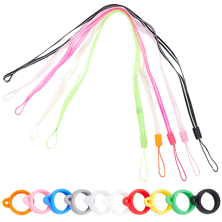 GORGECRAFT 25PCS Anti-Lost Necklace Lanyard Set Including 5pcs Anti-Loss Pendant Strap String Holder 20PCS Silicone Rubber Rings for Daily Life, Office, USB, Keychains, Outdoor Activities