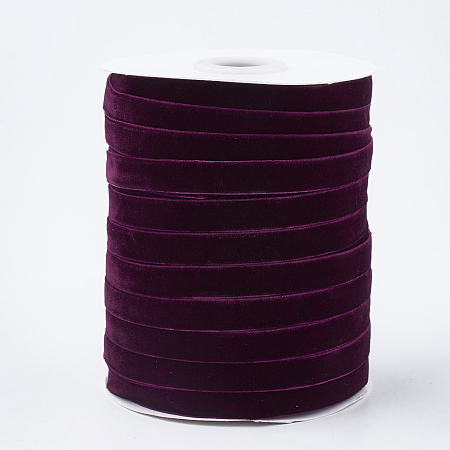 Honeyhandy Single Face Velvet Ribbon, Medium Violet Red, 3/8 inch(9.5~10mm), about 50yards/roll(45.72m/roll)