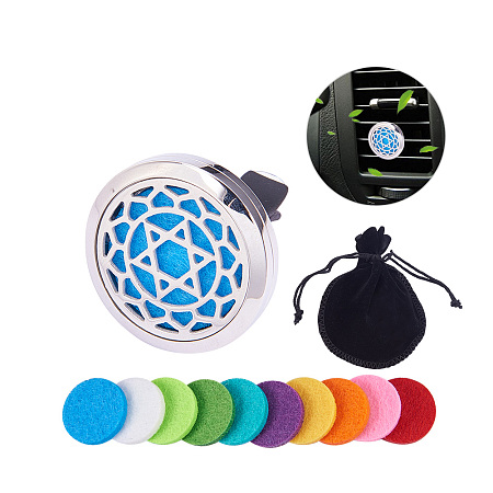 BENECREAT Star of David Car Air Freshener Aromatherapy Essential Oil Diffuser Stainless Steel Locket With Vent Clip 10 Washable Felt Pads