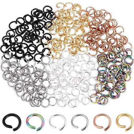 DICOSMETIC 300pcs 6 Colors 5mm 304 Stainless Steel Open Jump Rings Mixed Colors Split Rings Circle Clasp Connecting Rings for Jewelry Making