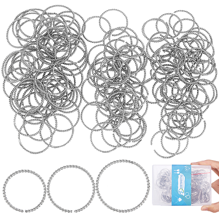 DICOSMETIC 150Pcs 3 Size Twist Jump Ring Stainless Steel Open Jump Rings Jewellery Making Connector Findings for DIY Craft Earring Necklace Bracelet, Inner Diameter: 15~18.3mm