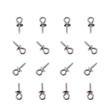 ARRICRAFT 200Pcs 304 Stainless Steel Cup Pearl Bail Pin Pendants For Half-drilled Beads Charms Jewelry Findings 10.5x4mm
