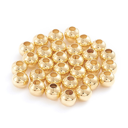 Honeyhandy 304 Stainless Steel Beads, Hollow Round, Golden, 5x4.5mm, Hole: 1.8mm,  200pcs/bag