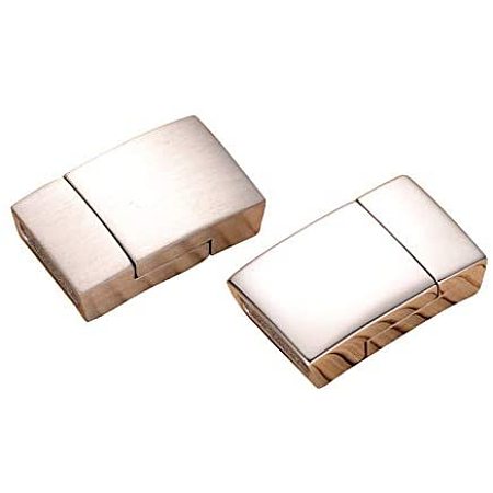 Arricraft 5 Sets Rectangle Magnetic Screw Clasps Stainless Steel Magnetic Buckle Leather Closure End Lock for Bracelet Jewelry Making 20x12x5mm Hole 2.5x10mm