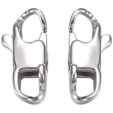 UNICRAFTALE 10pcs Stainless Steel Lobster Claw Clasps Rectangle Shape Hooks Silver Tones Connector Clasp for DIY Jewelry Making 16x7x3.5mm, Hole 3x4mm