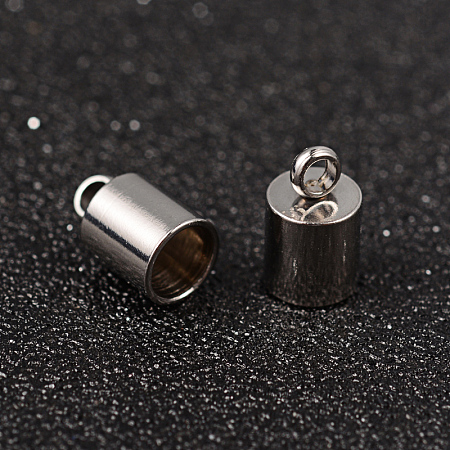 304 Stainless Steel Cord Ends, End Caps, Stainless Steel Color, 10x6mm, Hole: 2mm; Inner Diameter: 5mm