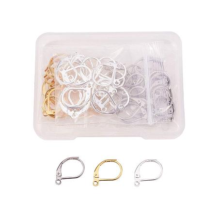 NBEADS 60Pcs Stainless Steel Lever Back Hoop Earrings Findings for Jewelry Making, Mixed Color, 10x15x2mm, Hole: 1mm,