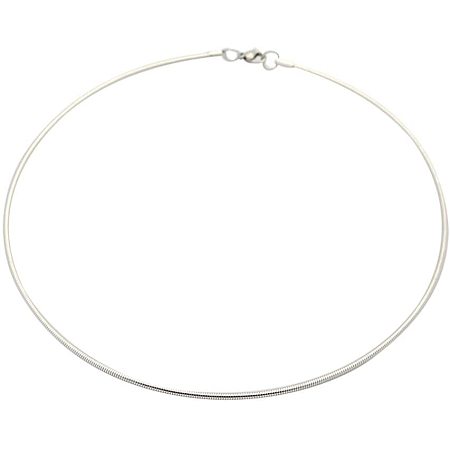 Pandahall Elite 6pcs 17.7inch Stainless Steel Snake Chain Necklaces Round Omega Chain Choker with Lobster Claw Clasps for Women Crafts Jewelry Making, 2mm Wide