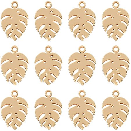 CHGCRAFT 50 Pcs Monstera Leaf Stainless Steel Charms for DIY Craft Jewelry Making Accessories Findings, Hole 1mm