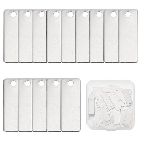 SUNNYCLUE 304 Stainless Steel Stamping Blank Tag Pendants, Rectangle, Stainless Steel Color, 25x9x1mm, Hole: 2.5mm, 50pcs/box