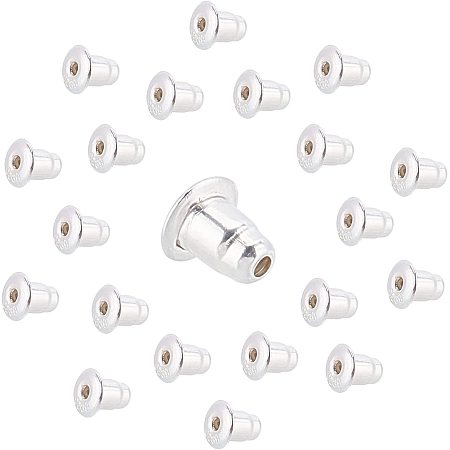 SUNNYCLUE 1 Box 10 Pairs Bullet Screw on Earring Backs Bullet Earring Backs Earrings Back Studs Secure for Earring Backs Droopy Ears, Silver