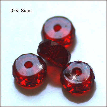 Honeyhandy Imitation Austrian Crystal Beads, Grade AAA, Faceted, Flat Round, Dark Red, 8x3.5mm, Hole: 0.9~1mm