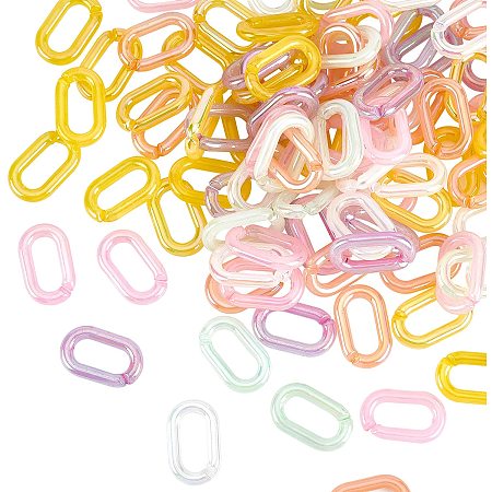 OLYCRAFT 120PCS Acrylic Link Rings Acrylic Curb Chains Twist Curb Chains Connectors Open Linking Rings for Bracelet Necklace Craft Purse Strap Making-6 Colors